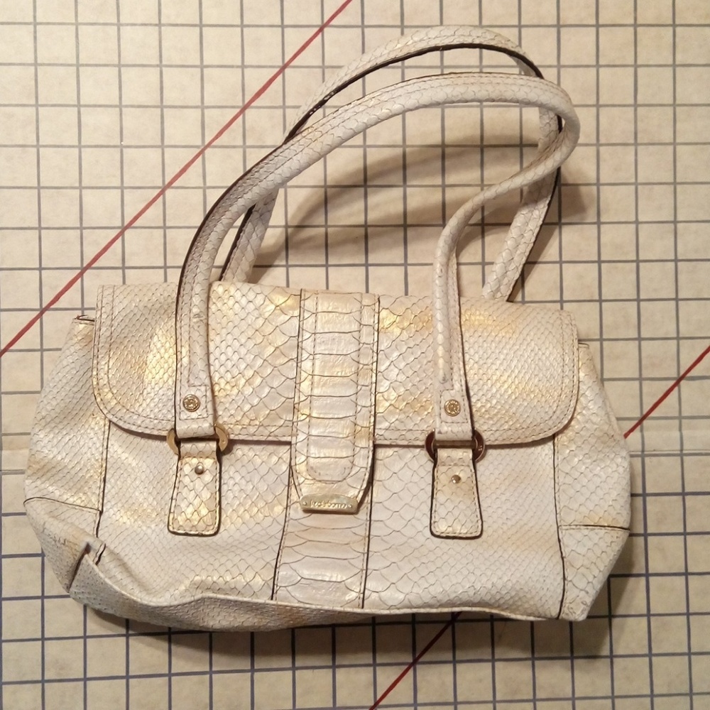 Vintage Liz Claiborne white and gold shoulder bag